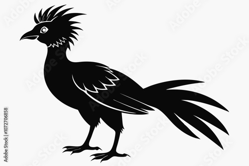  hoatzin bird icons. hoatzin bird silhouette vector illustration on a white background, hoatzin silhouette vector art illustration, Hoatzin Bird Silhouette Clipart - bird logo design, Hoatzin Bird.