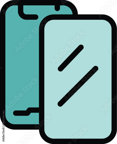 Tempered glass screen protector is being applied to a smartphone screen to protect it from scratches and cracks