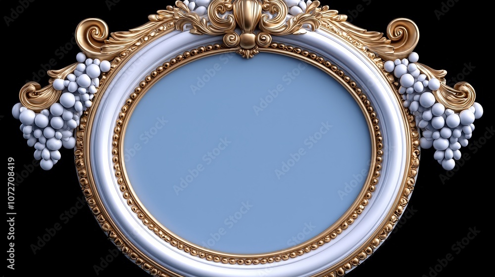 Elegant Gold and White Baroque Frame with Empty Center for Design and Decor Elegant Gold and White Baroque Frame with Empty Center for Design and Decor