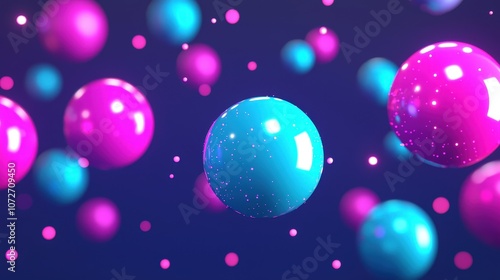 Abstract 3D Background with Vibrant Pink and Blue Spheres