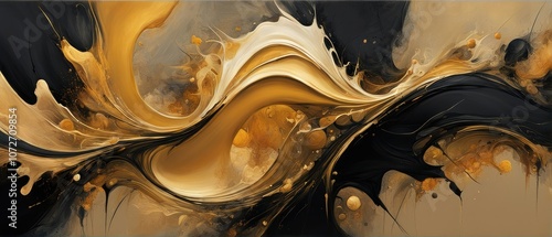 Wallpaper Mural Abstract Gold and Black Swirls Torontodigital.ca