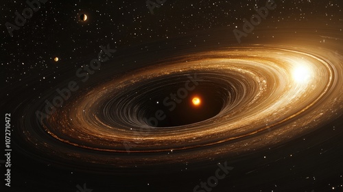 Cosmic Black Hole with Accretion Disk and Planets