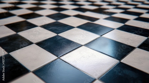 Glossy Black and White Checkerboard Pattern
