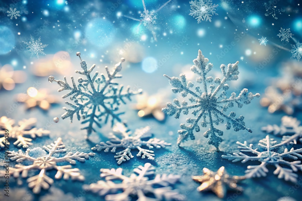 Delicate Snowflakes on a Soft Blue Background for Winter-Themed Designs, Capturing the Beauty of Nature's Artistry in a Serene and Peaceful Atmosphere Delicate Snowflakes on a Soft Blue Background for Winter-Themed Designs, Capturing the Beauty of Nature's Artistry in a Serene and Peaceful Atmosphere