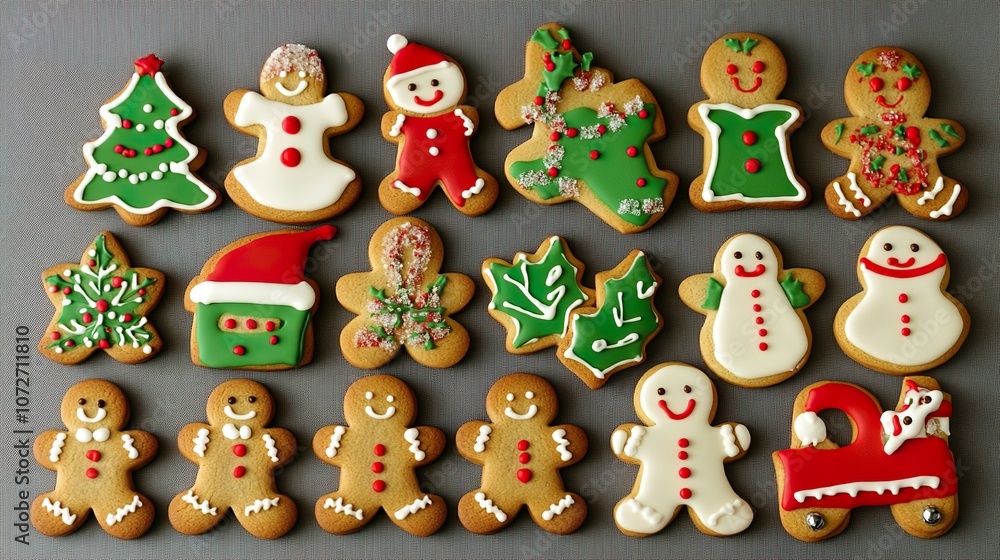 Delicious Array of Christmas Gingerbread Cookies with Intricate Icing Designs Delicious Array of Christmas Gingerbread Cookies with Intricate Icing Designs