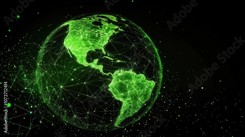 Green Digital Globe with Network Connections