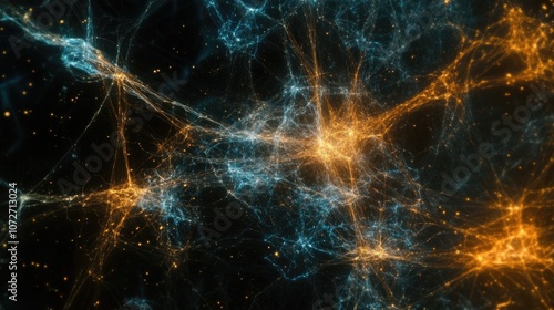 Vibrant Abstract Network of Light Connections