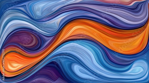 Abstract Swirling Liquid Colors Blue Orange Purple Background Texture