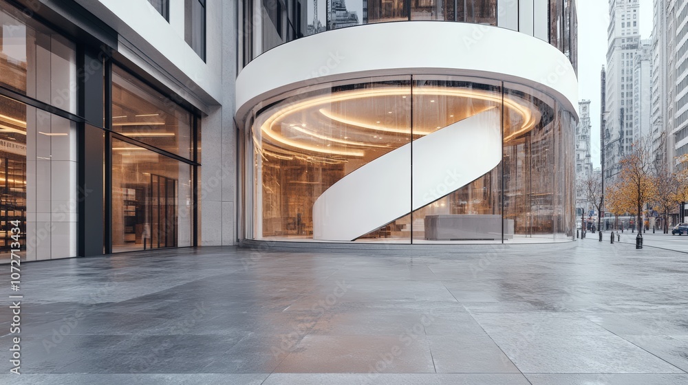 Obraz premium Modern building entrance with glass facade