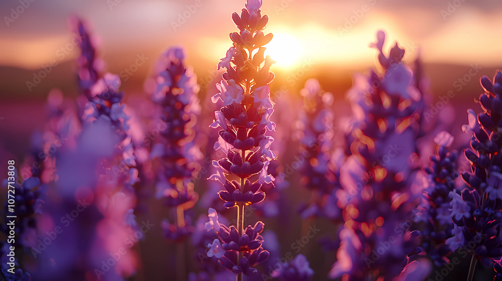 Obraz premium lavender field at sunset