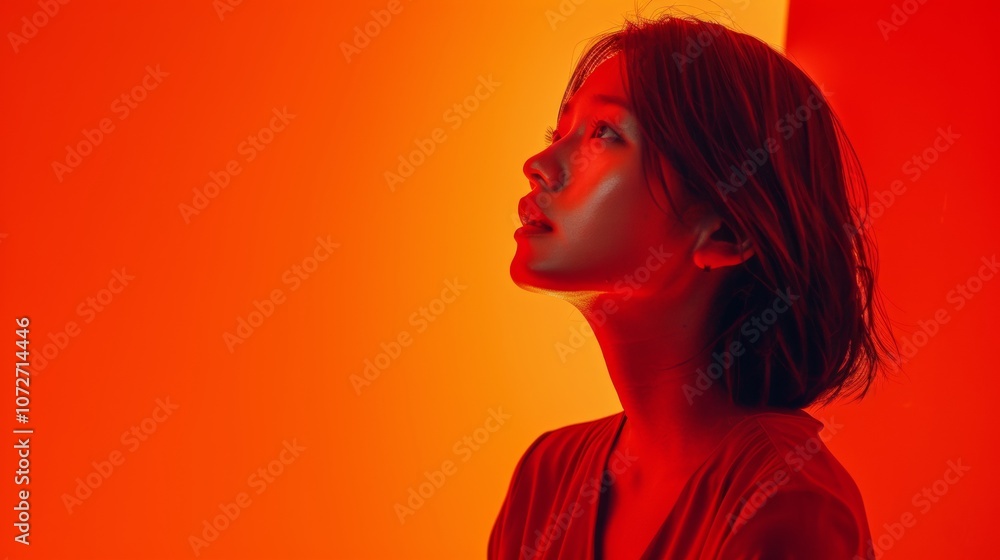 Portrait of a woman under red light Portrait of a woman under red light
