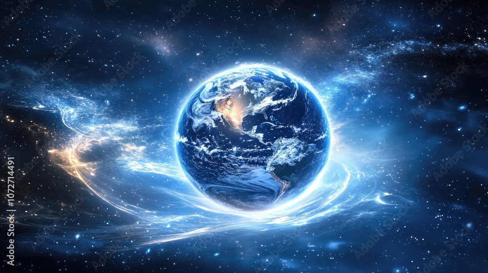 Stunning Earth in Cosmic Swirl with Bright Stars Stunning Earth in Cosmic Swirl with Bright Stars