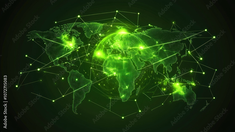 Green Digital World Connectivity and Network Visualization Green Digital World Connectivity and Network Visualization