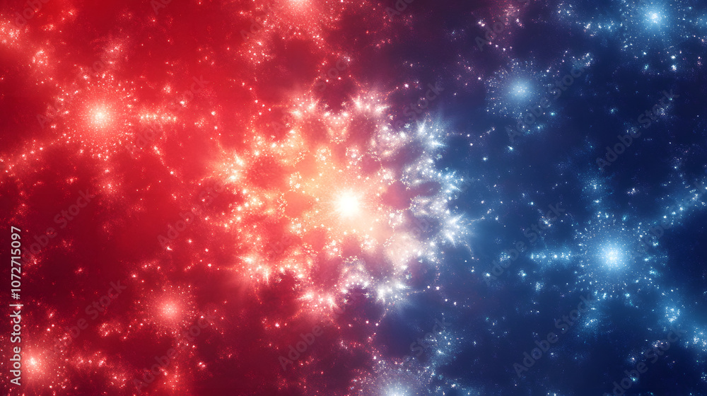 Obraz premium Abstract red and blue background with white star patterns and bold contrasts.Abstract red and blue background with white star patterns and bold contrasts.