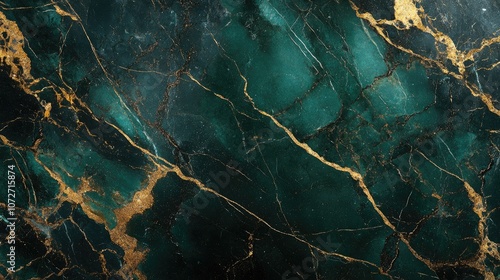 Elegant Green Marble with Gold Veins Texture