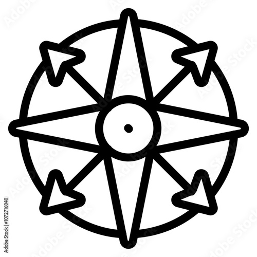 Compass Rose Line Icons