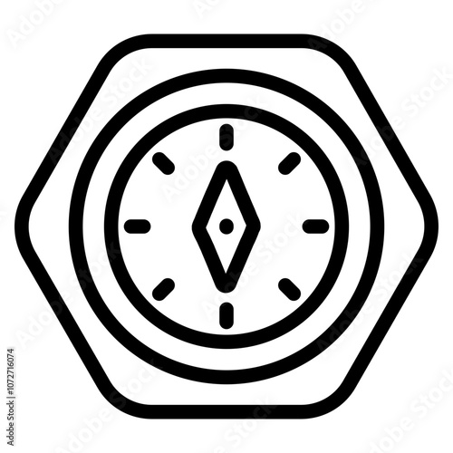 Hexagon Compass Line Icons