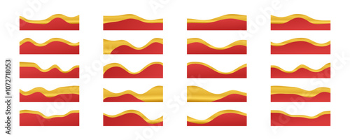 collection of red gold line border ornaments. vector divider for poster, greeting card, brochure, banner, charter.
