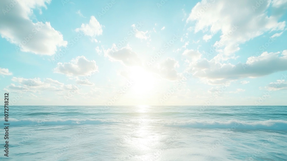 Serene Ocean Scene Under Bright Blue Sky Serene Ocean Scene Under Bright Blue Sky