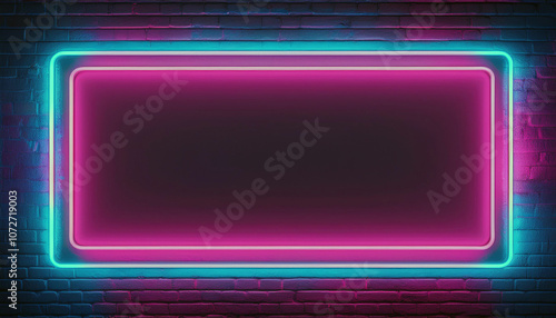 Neon Sign Frame on Brick Wall