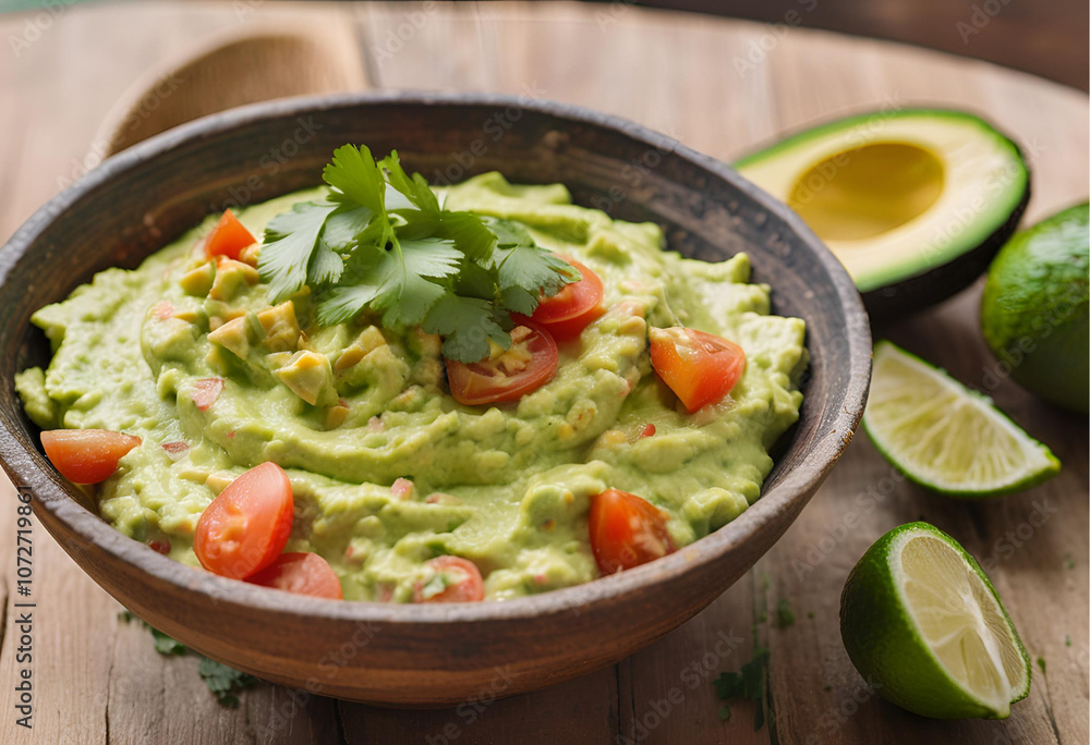 Classic Guacamole on Wooden Surface
Classic Guacamole on Wooden Surface
