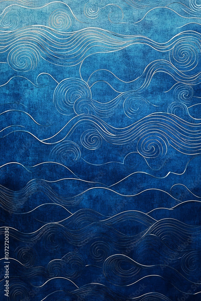 Fototapeta premium abstract blue wave background with elegant swirl and flowing line patterns, perfect for web banner poster backdrop or calming wallpapers