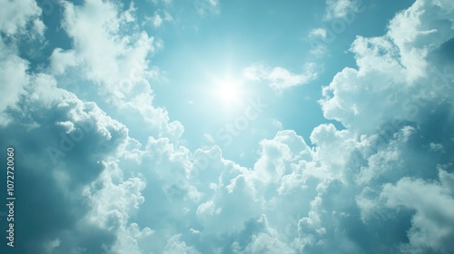 Bright Sky with Soft Clouds and Sunlight