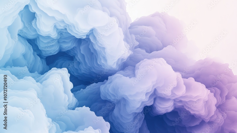 Fototapeta premium Abstract Blue and Purple Swirling Cloudscape Background - Digital Art.
