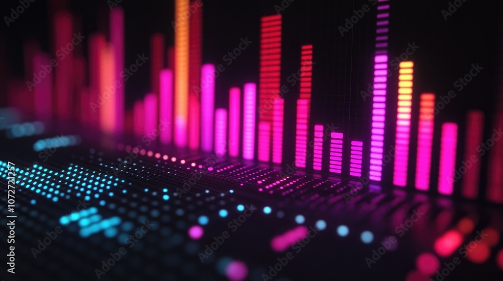 Vibrant Audio Visualization with Colorful Waves and Bars Vibrant Audio Visualization with Colorful Waves and Bars