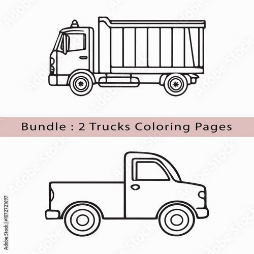 Weba dump truck and a pickup truck