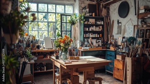 Cozy Art Studio with Large Window and Natural Light