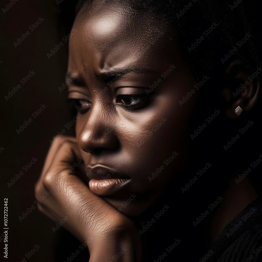 Sad Depressed Black Woman Emotional Sadness Portrait Sad Depressed Black Woman Emotional Sadness Portrait