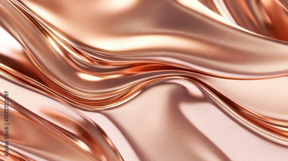 Obraz premium Abstract Rose Gold Texture Background with Smooth Wavy Lines, Shiny Metallic Surface, Luxury and Elegant Design.