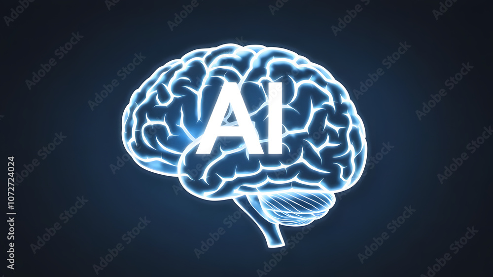 A glowing brain illustration above the letters 'Ai', symbolizing artificial intelligence and neural networks. The background is dark, enhancing the luminous effect of the brain. A glowing brain illustration above the letters 'Ai', symbolizing artificial intelligence and neural networks. The background is dark, enhancing the luminous effect of the brain.