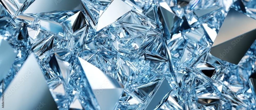 Abstract Blue Crystal Background - Shattered Glass Texture, 3D Render. Abstract Blue Crystal Background - Shattered Glass Texture, 3D Render.