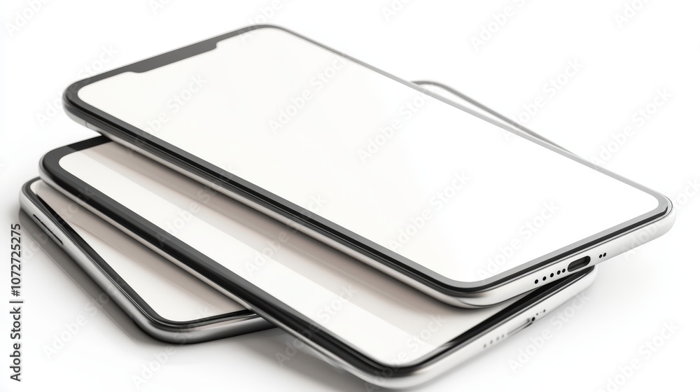 Stacked smartphones with blank screens Stacked smartphones with blank screens