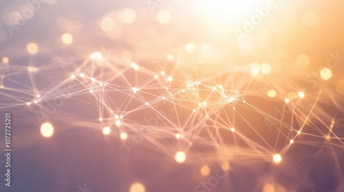 Wallpaper Mural Abstract Network Connection Background with Bokeh Lights and Golden Hues. Torontodigital.ca