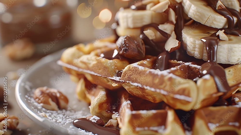 One of the original Belgian waffles with banana nuts One of the original Belgian waffles with banana nuts