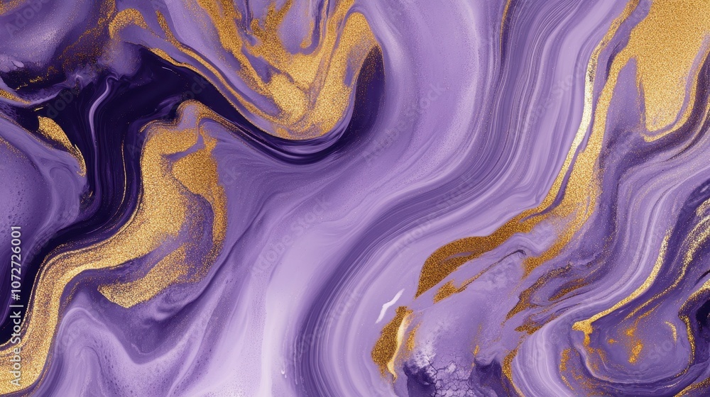 Obraz premium Abstract Purple and Gold Swirling Marble Background Texture.