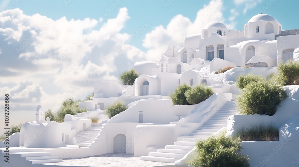 Naklejka premium White architecture on stentorian island Greece