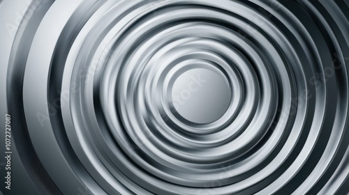 Abstract Silver Metallic Concentric Circles Background Texture.