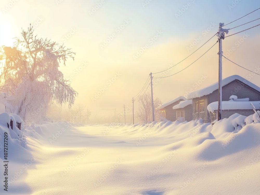 Northern Snowscape: A Warm Winter Poster Northern Snowscape: A Warm Winter Poster