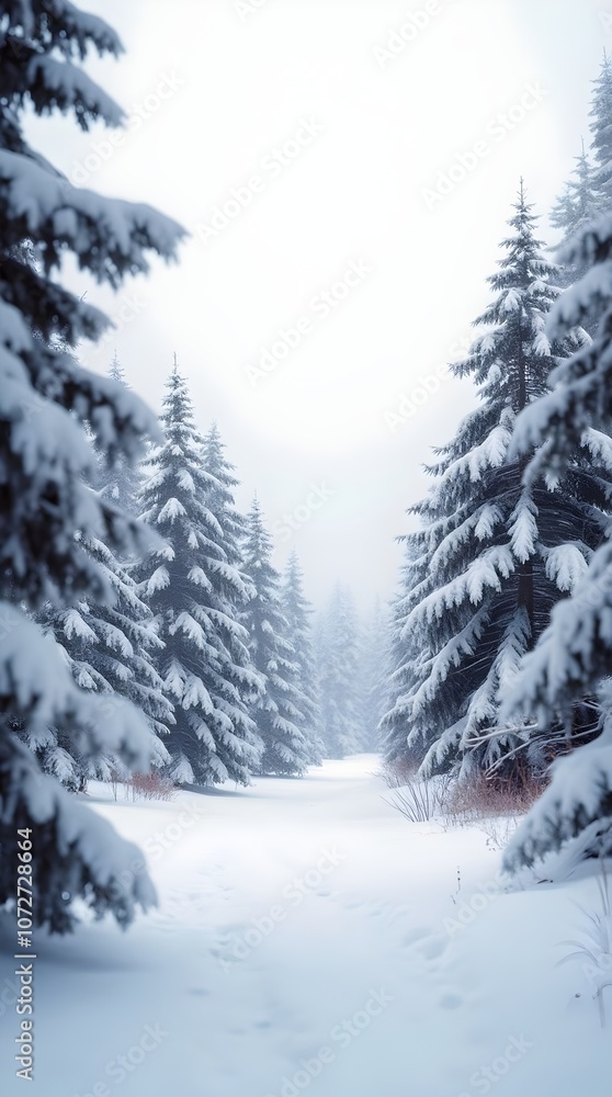 Fototapeta premium Winter landscape with trees and snow