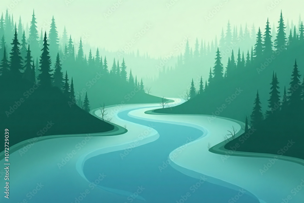 Fototapeta premium Abstract flow - River through serene forest