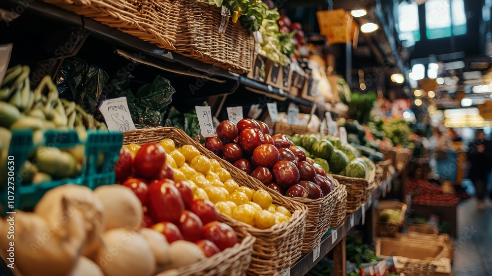 Organic Produce Displayed in a Market Setting Organic Produce Displayed in a Market Setting