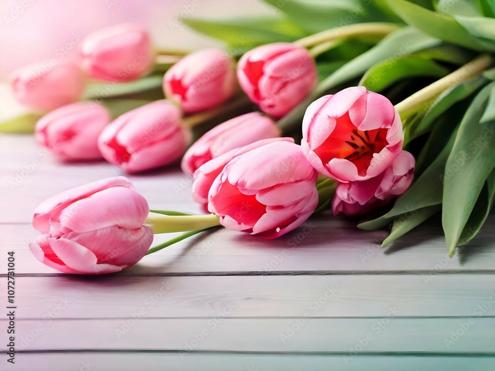 pink tulips on wooden background pink tulips on wooden background