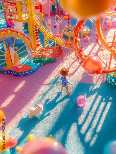 Wallpaper Mural Felt Amusement Park Fun Day: The Adventure of a Boy and His Lamb Torontodigital.ca