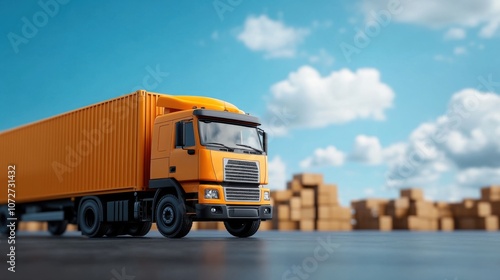 Truck with Container for Freight Transportation