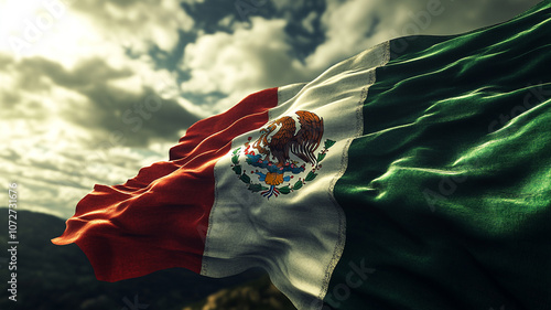 Mexican flag waving proudly during celebrations for Mexican Independence Day in September
