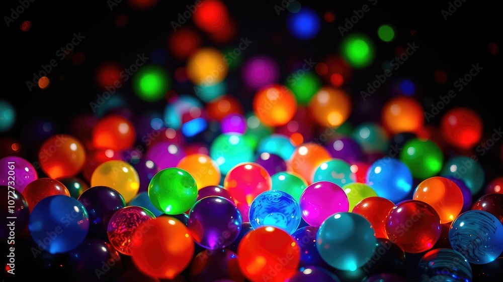 Colorful Floating Bubbles on Black Background ,Abstract Celebration Colorful Floating Bubbles on Black Background ,Abstract Celebration